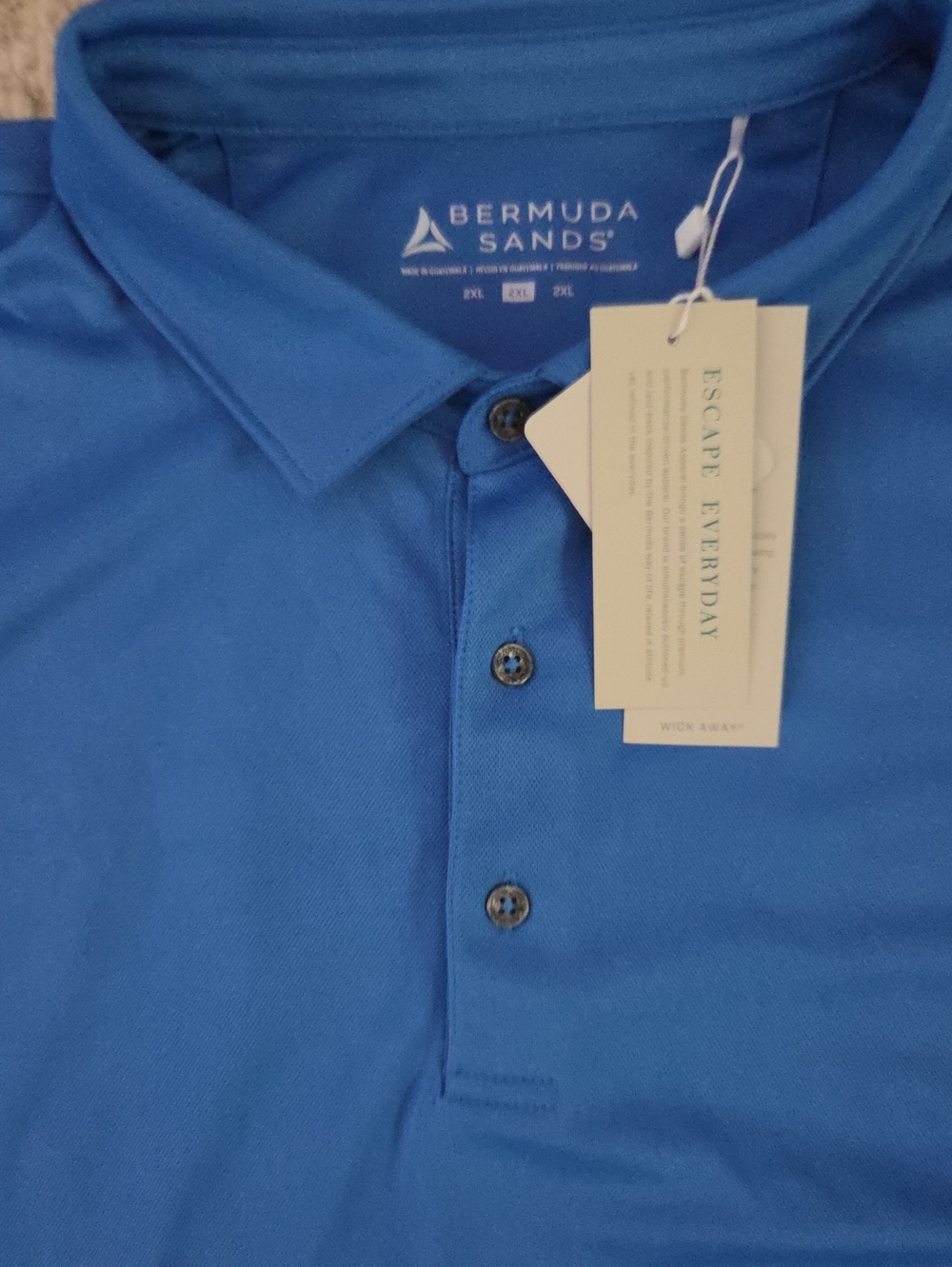 Bermuda Sands Blue Performance Polo Shirt, XXL